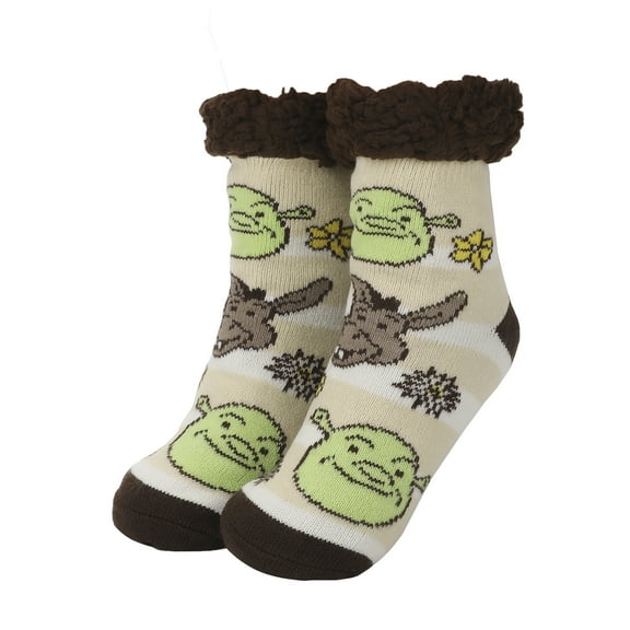 Shrek Womens Shrek & Donkey With Flowers Women's Quarter Cozy Socks