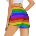 thumbnail image 3 of Haiem Colorful Glitter Rainbow Women's 2 in 1 Running Shorts - Lightweight Athletic Workout Gym Yoga Breathable Sports Shorts Liner with Phone Pockets-Large, 3 of 9