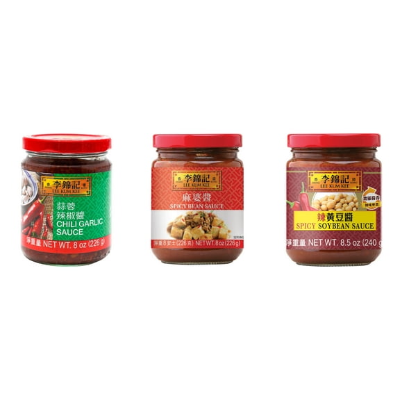NineChef Brand Spoon Plus 3 Pack Lee Kum Kee Cooking Sauce, 3 Flavors(Chili Garlic Sauce,Spicy Bean Sauce,Spicy Soybean Sauce)