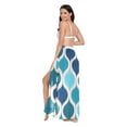 thumbnail image 3 of FORMRS Womens Long Sarong Beach Wrap Semi-Sheer Bikini Skirt Bathing Swimsuit Cover Up, Blue Geometric Pattern, 3 of 7