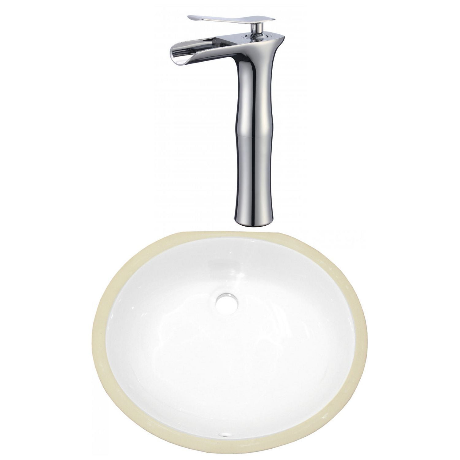 16.5-in. W CSA Oval Bathroom Undermount Sink Set In White - Chrome Hardware AI-23064
