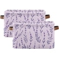 thumbnail image 2 of Coolnut Beautiful and Elegant Lavender Buds Storage Basket, Durable Canvas Organizer With Handles Large Collapsible Storage Bins Boxes for Home Office - 1 Pack Home Decor, 2 of 7