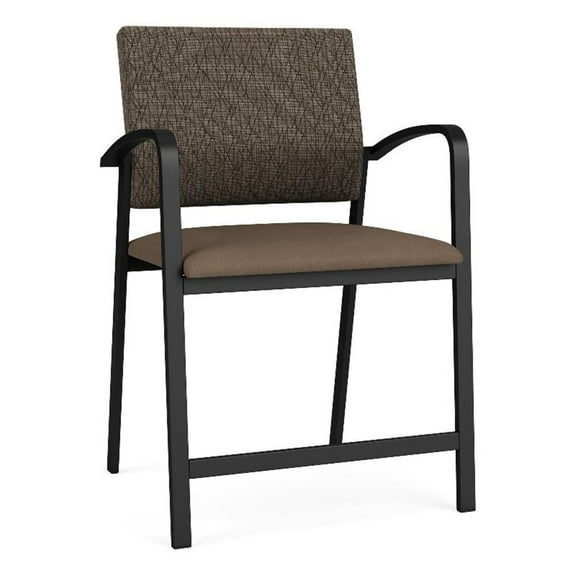 Newport Reception Waiting 24.5" Steel Hip Chair / Black Steel / Brown / Brown