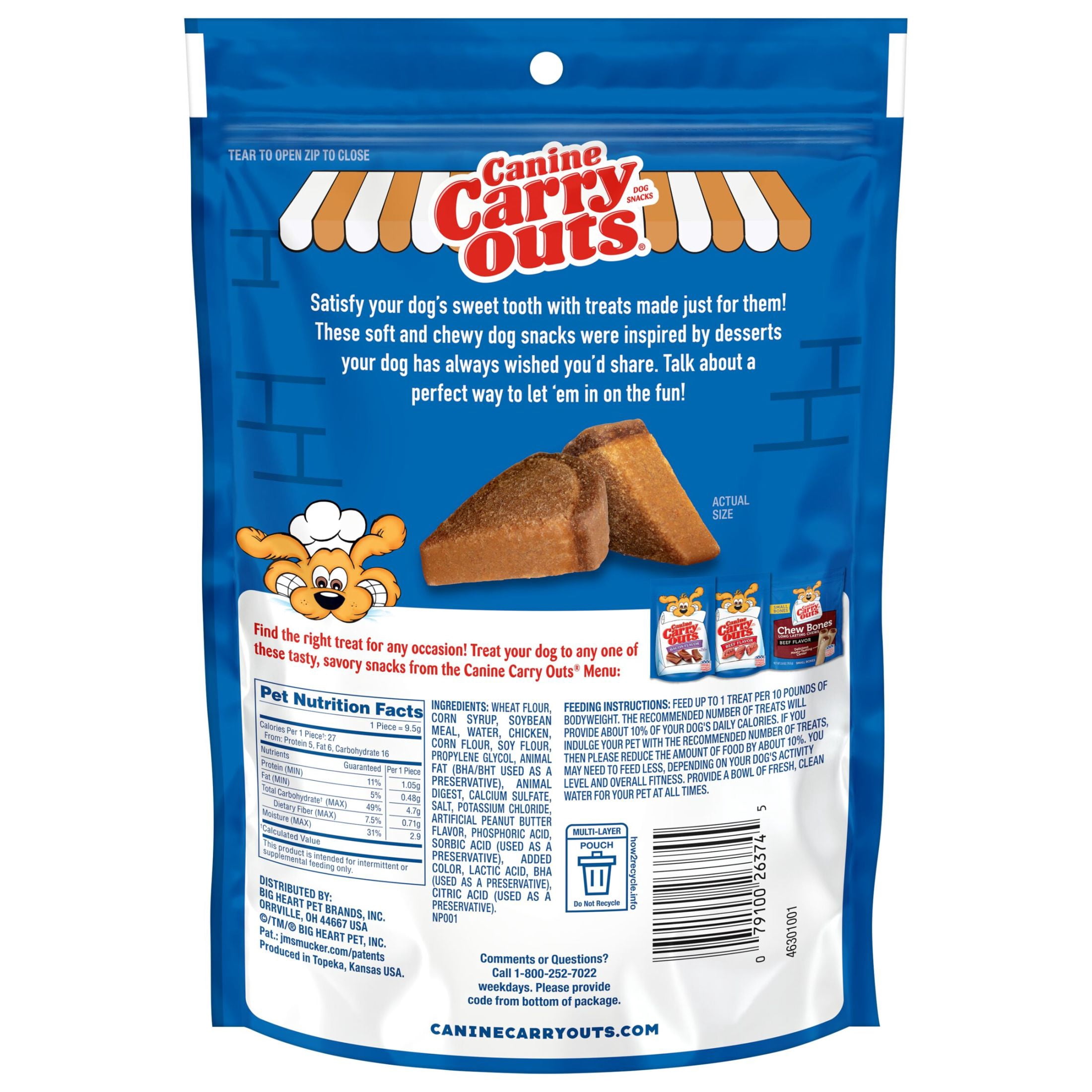 (6 pack) Canine Carry Outs Sweet Shop Peanut Butter Pie (Artificially Flavored) Chewy Dog Treats, 4.5 oz Bag