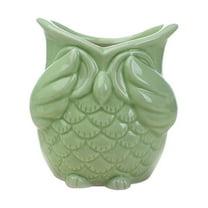 Fovewise Ceramic Owl Pots Flower Pot Container Decorative Bonsai Pots Gift for Home Office Garden Decoration ( Green ) Style 3