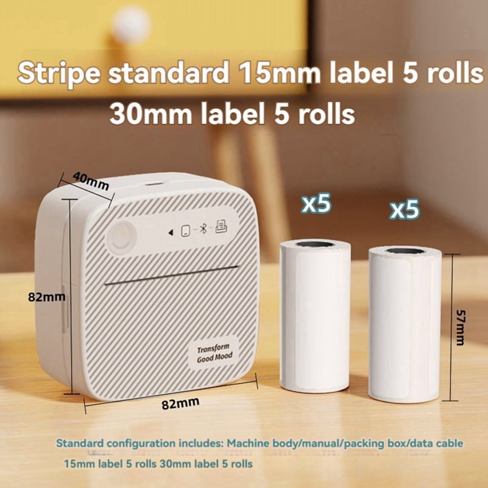 Label Maker Machine with Tape Portable Bluetooth Label Printer Inkless Labeler for Home Kitchen School