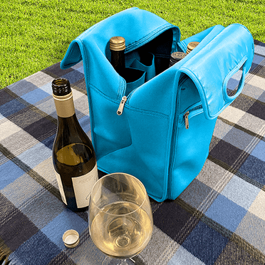 High Road Insulating Neoprene Wine Carrier Tote - Holds 4 Bottles - Gray