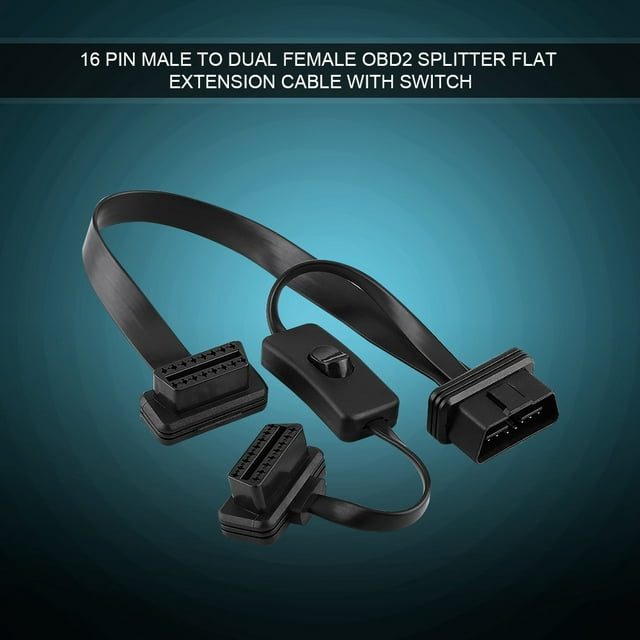 OBD II Splitter Cable, OBD2 Extension Wire Black 16Pin For Car