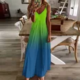 thumbnail image 2 of Vivid Green to Classic Blue Ombre Sleeveless Dress fairy dress womens dress Female Women's, 2 of 5