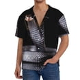 thumbnail image 1 of Balery Black Cobra Snake Camisa Casual de Manga Corta con Botones para Hombre, Texturizada, Estilo Cubano, para Playa, Verano-Medium, 1 of 5