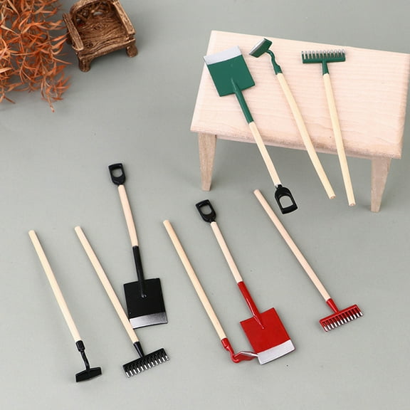 Raindrops  3 Pcs Dollhouse Accessories Gardening Equipment Rake for Miniature