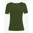 thumbnail image 2 of Women's Casual Short Sleeve Scoop Neck Summer Tops Ribbed Knit Slim Fit Tee Shirts, 2 of 5