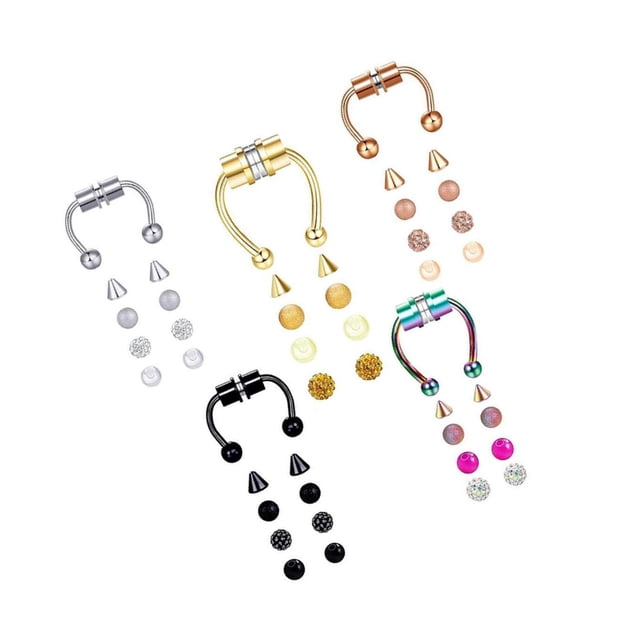 Guardoinrt Xiangbala Magnetic Fake Septum Nose Rings Hoop for Women Chic and Sophisticated Acrylic 5 Color 1Set