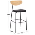 thumbnail image 3 of SAFAVIEH Ryker Scandinavian Style 20.5 in. Barstool, Oak/Black (20.5 in. W x 20 in. D x 43 in. H), 3 of 12