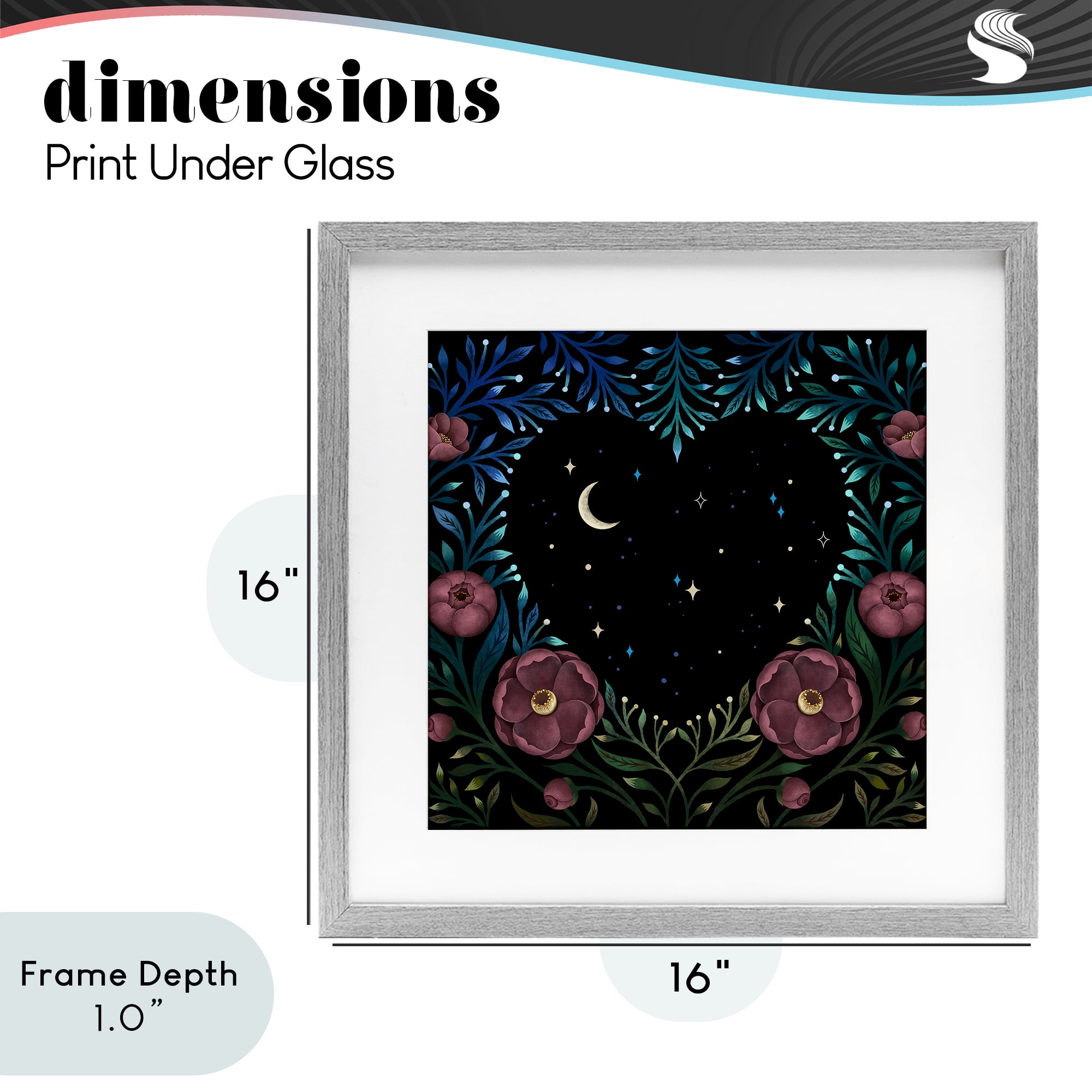 Stupell Industries Heart Night Sky Garden Gray Framed Print Under Glass, design by Episodic Drawings