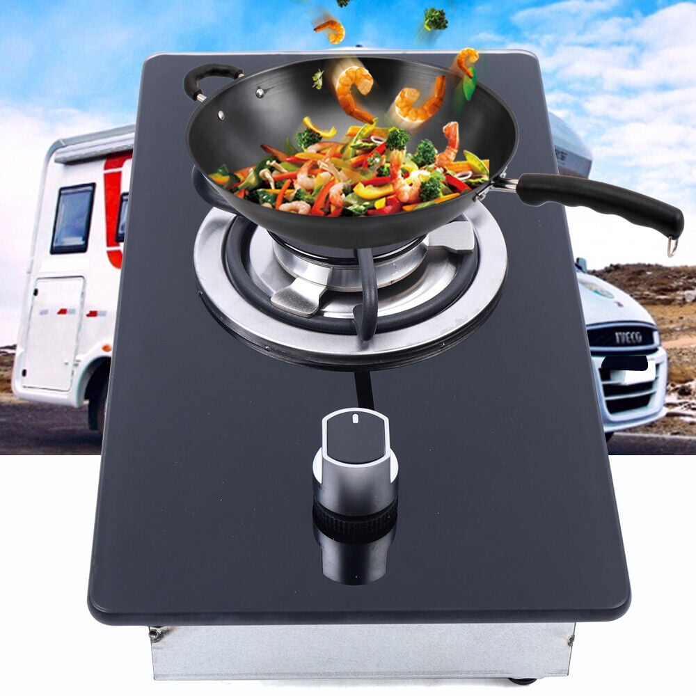 1 Burner Gas Cooktop Boat Caravan RV Camper LPG Gas Stove Hob W/Tempered Glass