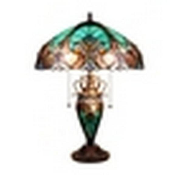 CHLOE Lighting LIAISON Victorian-Style Antique Dark Bronze 3 Light Double Lit Table Lamp 16" Wide,