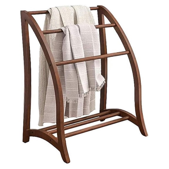 Vintage Quilt Rack Stand Wood Blanket Stand Bedspread Storage Display Towel Bar Large 3 Tier Beechwood Wooden Bedding for Bedspreads Comforters Towels Home Bedroom Room Free Standing Towel Stand