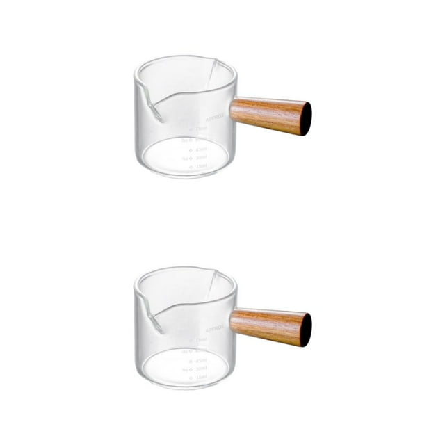 Monstrate Tetera y cafetera de vidrio de borosilicato con mango de con bidireccional y medición de MLOunce anticorrosión sin rebabas 75ml ML 75 ml ml 2Conjunto