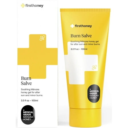 First Honey Manuka Honey Burn Salve with Aloe Vera, 100% Medical Grade Burn Cream, 3.3 oz