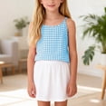 thumbnail image 4 of Ugoldhm Girls' Gingham Cami Top Spaghetti Strap Casual Camisole Cotton Linen Sizes 4-14 Years Old, 4 of 8