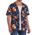 thumbnail image 3 of Ratiio Cute Foxes Print Mens Casual Short Sleeve Shirts Button Down Textured Shirts Summer Beach Shirt with Pocket Men's Casual Short-sleeved Shirt, 3 of 5