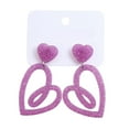 thumbnail image 2 of Anhility Glitter Heart Earrings for Women Purple Hollow Double Heart Dangle Earrings Mother Valentines Anniversary Birthday Jewelry Gift, 2 of 6
