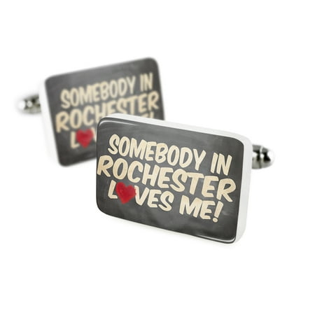 Cufflinks Somebody in Rochester Loves me, New YorkPorcelain Ceramic NEONBLOND