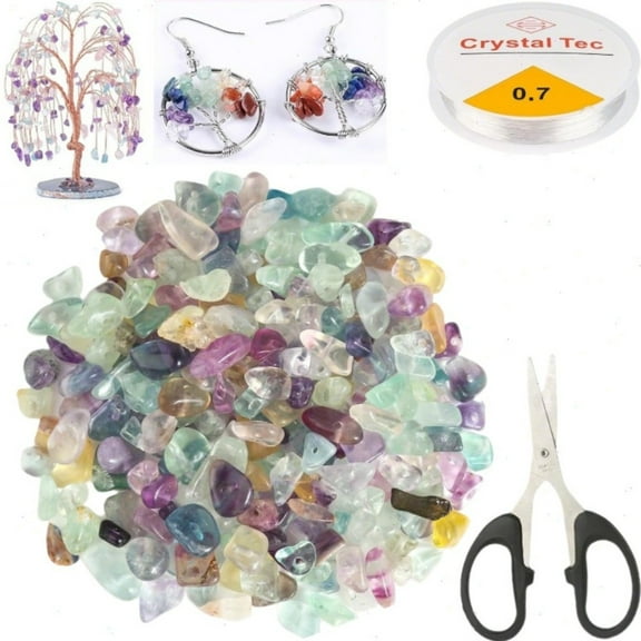 400Pcs Gemstone Beads with Hole, Crystal Beads, Gemstones for Threading, Natural Jewellery Beads, Irregular DIY Bracelet Gemstones, 5-8 mm