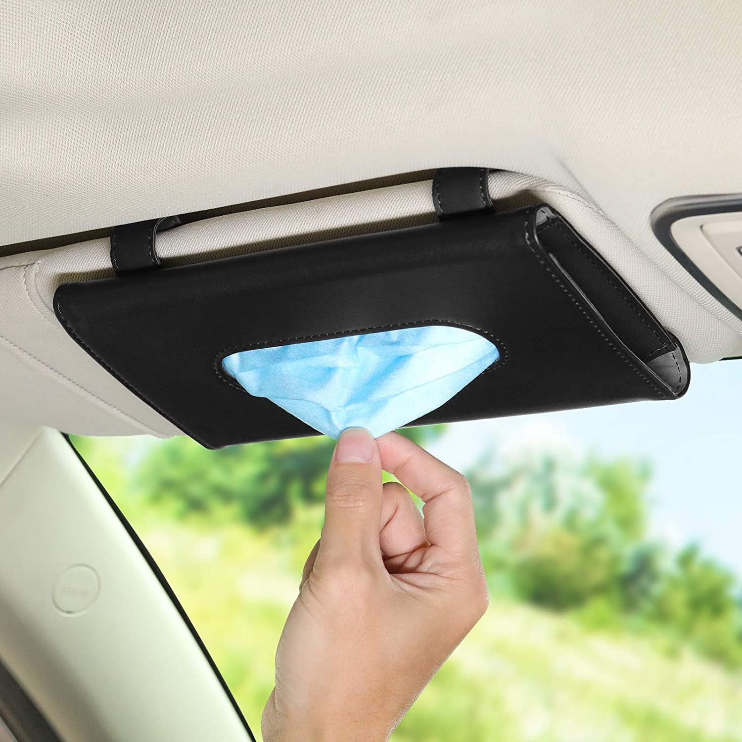 Mask Holder for Car Black Vehicle Premium Car Tissue Box for car GLORJEE Sun Visor Napkin Holder Backseat Tissue Case 