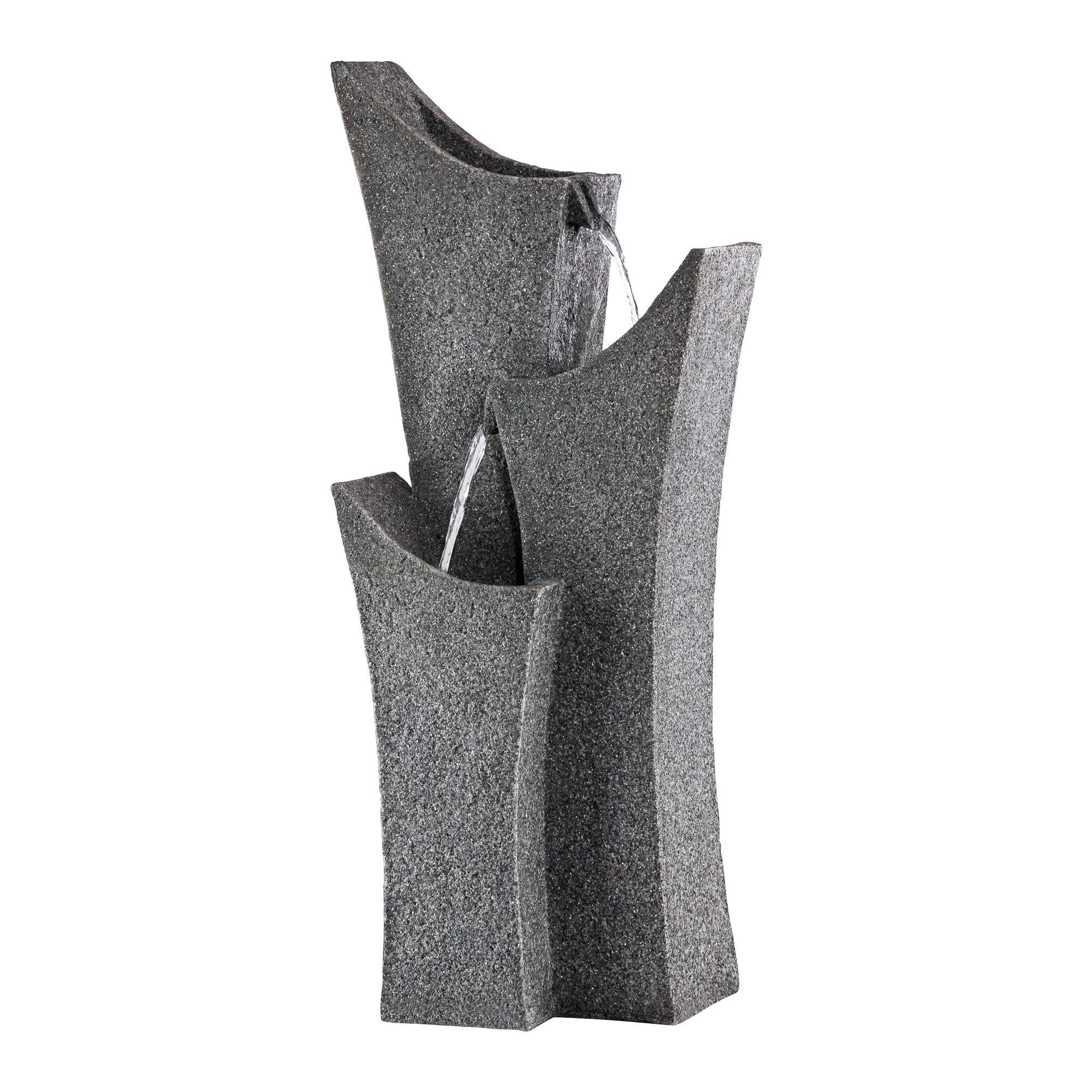 Exton 31" High Large Modern Zen Indoor Outdoor Decor Gray Faux Stone Floor Fountain 3-Tier Outside Garden Patio