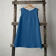thumbnail image 2 of Tranfacy Robe d'Été pour Filles, Robe Sans Manches pour Tout-Petites Filles, Robe Sans Manches à Col Rond en Lin Uni pour Enfants d'Âge Moyen avec Laçage au Dos, 2 of 5
