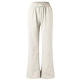 thumbnail image 3 of TRUBKH Womens Linen Pants Palazzo Pants Pull On Pants Palazzo Pants Comfort Resort Wear Fashion Drawstring Lightweight Beach Pants for Women Cruise Pants Gaucho Pant Baggy Linen Pants Beige L, 3 of 7