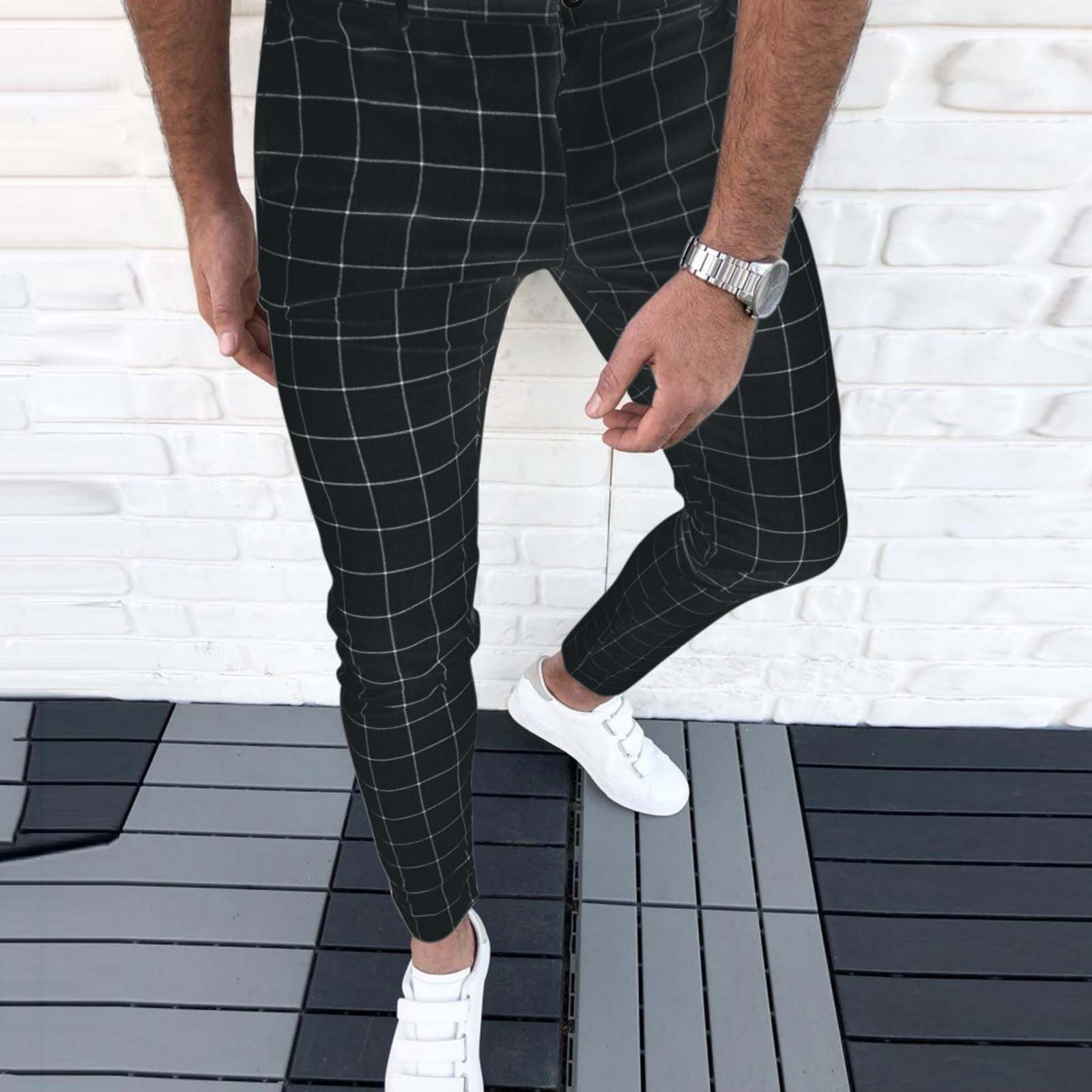Buy Men Brown Slim Fit Checked Trousers online | Looksgud.in
