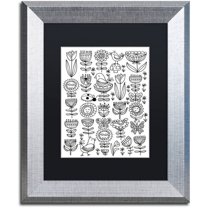 Trademark Fine Art "Birds And Flowers I" Canvas Art by Elizabeth Caldwell, Black Matte, Silver Frame