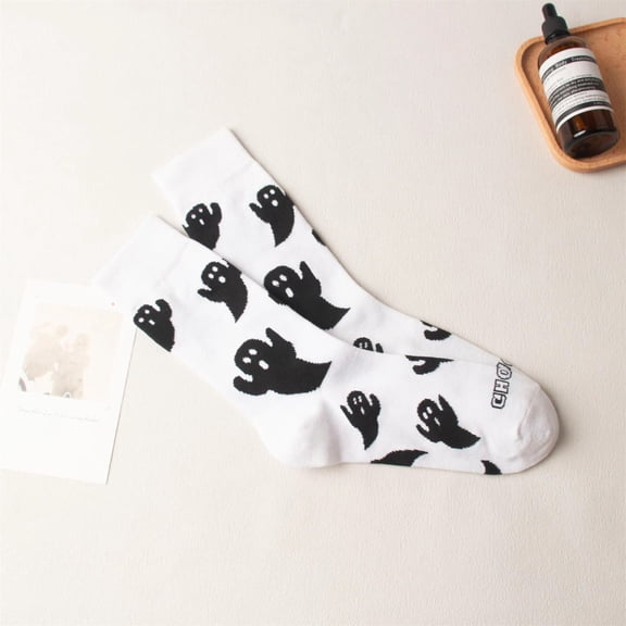 LIZUOJUN Under $2 Crew Socks Calf Socks Halloween Stockings Cartoon Pattern Elastic Socks Casual Breathable Moisture Wicking Cotton Elastic Cuff For Fall Winter Warm Home, A,One Size
