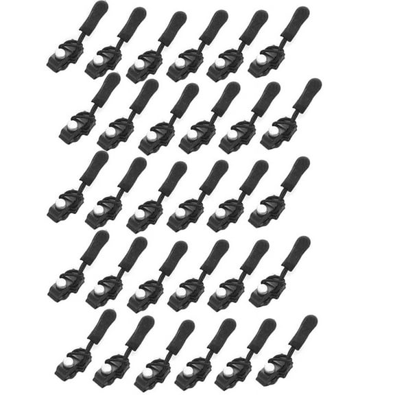 Zipper Repair Kit, 30 Pcs Universal Replacement Zipper Slider Fixer Sliding Teeth Screw , Instant Zipper,30 x Zipper(10 large, medium and small zippers each),Black