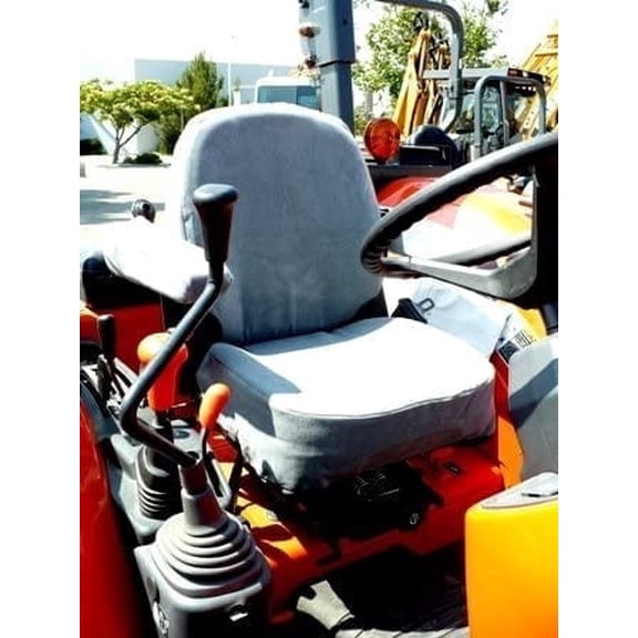 Durafit Covers Seat Covers KU02 Gray Velour 2 Piece with Armrests for Kubota Tractors 1 Pack