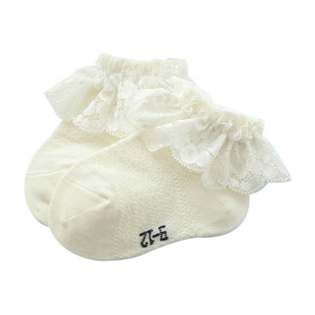 

Mioliknya Baby Girls Solid Color Soft Ruffled Anklet for Infant Lace Socks