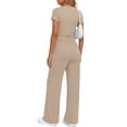 thumbnail image 4 of Sundazz 2 Piece Sets for Women Summer Lounge Set Ruched Top and Wide Leg Pants Matching Set Fashion Vacation Travel Outfits Clothes,Khaki,S, 4 of 8