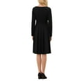thumbnail image 3 of Women's Pleated Dress A Line Tie Waist Business Casual Long Sleeve Dresses S Black, 3 of 5
