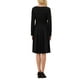thumbnail image 3 of Vestido plisado de mujer Inspire Chic, corte A, con cinturón en la cintura, estilo de negocios casual, de manga larga, color negro, 3 of 5