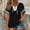 Black, variant on GZWYHT Women Lace Up V Neck Striped Short Sleeve T Shirt, Tie Dye Wash Loose Casual Baseball Stripe Tee, Soft Breathable Relaxed Fit Everyday Top Black L