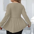 thumbnail image 5 of yillto Plus Size Womens Sweaters Long Sleeve Ribbed Knit Lightweight Ruffle Hem Fashion Tunics Tops, 5 of 7