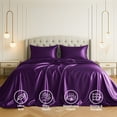thumbnail image 2 of Satin Sheets King [4-Piece, Purple] Hotel Luxury Silky Bed Sheets - Extra Soft 1800 Microfiber Sheet Set, Wrinkle, Fade, Stain Resistant - Deep Pocket Fitted Sheet, Flat Sheet, Pillow Cases, 2 of 8