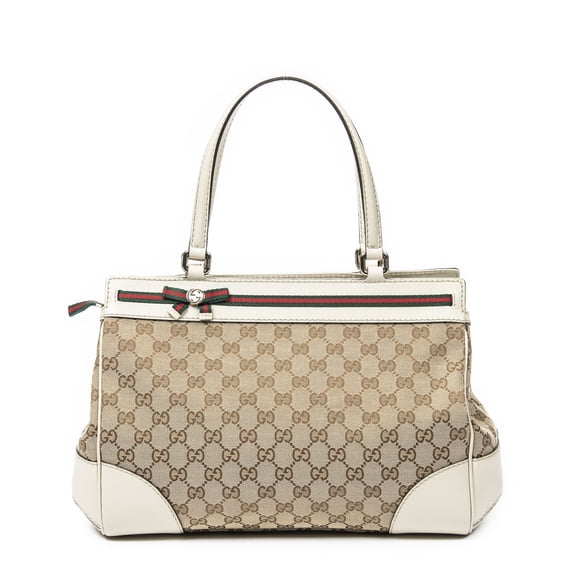 Pre-Owned Gucci Beige/Ivory Medium Mayfair Tote Shoulder bag Monogrammed Canvas