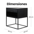 thumbnail image 3 of Buro de Noche Oslo para Recamara con Gaveta Minimalista y Moderno Metal y Madera Negro, 3 of 5