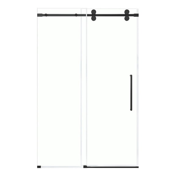 Pemberly Row 48"W x 74"H Frameless Sliding Shower Door in Black