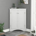 thumbnail image 2 of 32" Wood 2-door Bathroom Corner Cabinet with Adjustable Shelves White Marble, 2 of 5