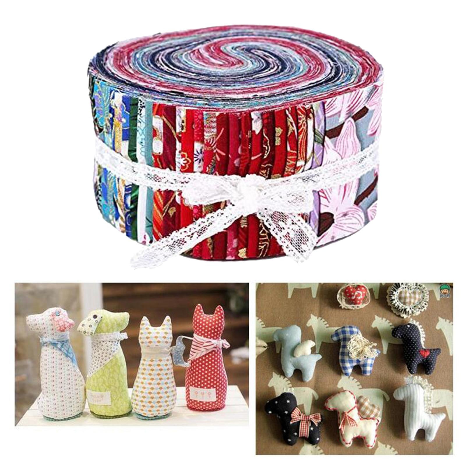 2x 36 Pieces Jelly Fabric Roll 2.5 Inch Roll Up Fabric Quilting Strips Floral Printed Craft Fabric Bundle Precut Patchwork with Assorted Patterns